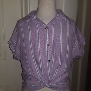 Cropped button-up shirt